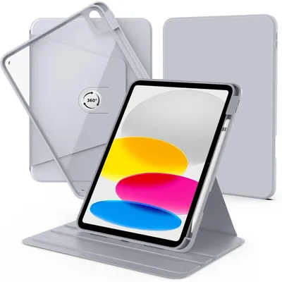 Productafbeelding van Draaibare hoes voor iPad 11/10.9 inch, 10e/11e generatie, modeljaren 2022/2025, in een matte grijze kleur, gemaakt van acryl