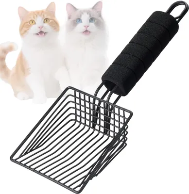 Produktbild von Katzenstreuschaufel aus Metall - Schnell siebende Tiefenschaufel mit handlichem Griff, entwickelt für mehrere Besitzer von Katzen