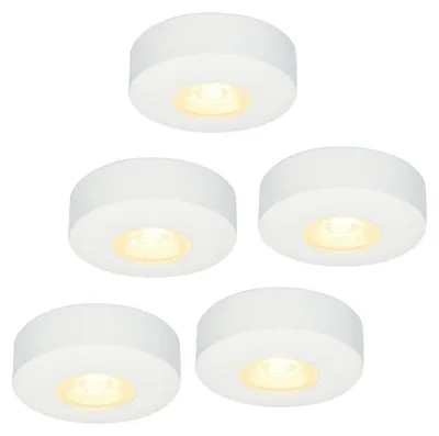 Image de HOFTRONIC - Lot de 5 spots LED plats Pavo 3W 2700K IP44 Blancs dimmables