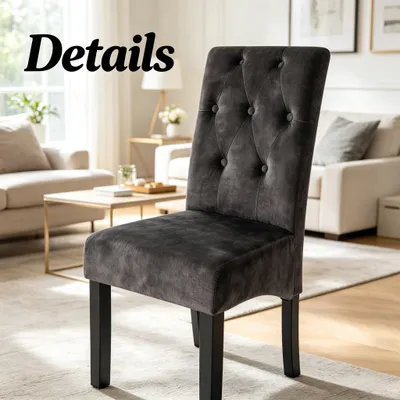 Produktbild von Weich Empfangsstühle,Schlafzimmer Dressing Stühle mit Hohem Rücken,Küche Hocker,Essstühle,Wohnzimmer Stühle(nur 2PCS Stühle) Black