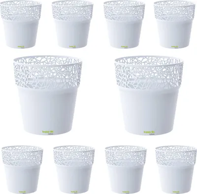 Produktbild von 10er-Set Kunststoff Blumentopf Ibo weiß   Ø 12,0 cm H 12,0 cm