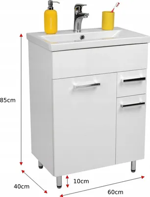 Immagine prodotto di Stamar | Mobile da bagno, con lavabo, 60 cm, lucido, bianco