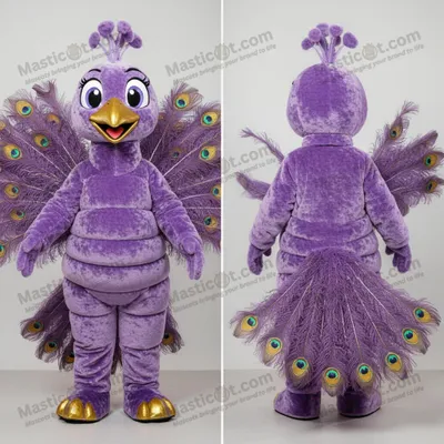 Produktbild von Lavendel-Gold MASTICOT Pfau Maskottchen mit Federn