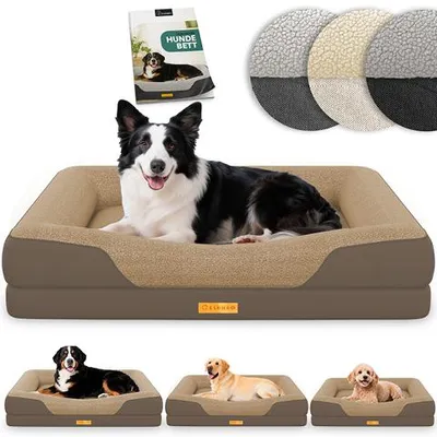 Image de ELONEO Lit orthopédique pour chien, taille M - Marron