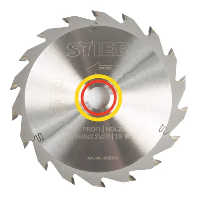 Produktbild von STIER Profi Kreissägeblatt, für Handkreissägen, Holz, 160x2,2x20, 18 Wechselzähne, gehärtet, 25° Spanwinkel