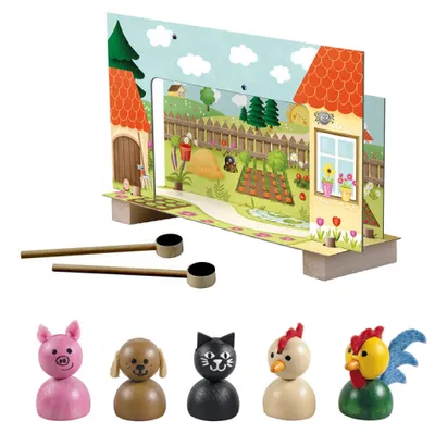 Zdjęcie produktu dla Magnetyczny teatrzyk z postaciami z bajek, drewniany, w pudełku o wymiarach 34 x 23 x 3,5 cm