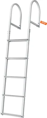 Zdjęcie produktu dla Drabinka dokowa 5 zdejmowanych stopni udźwig 227 kg, aluminiowa drabinka do łodzi pontonowych ze stopniem o szerokości 8 cm i gumową matą antypoślizgową, do wchodzenia na łodzie/jeziora/baseny/morze