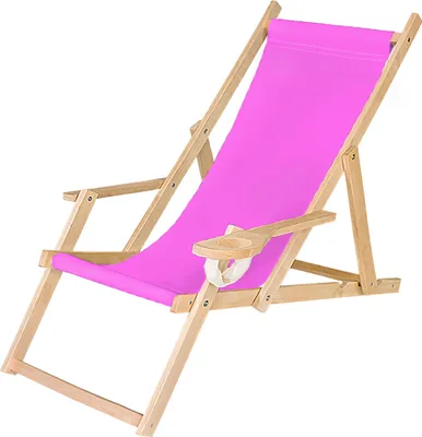 Produktbild von Holz Liegestuhl Klappbar Klappliegestuhl mit Armlehne und Getränkehalter Strandstuhl Motiv Rosa [119]
