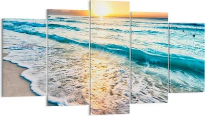 Produktbild von Bild auf Leinwand - Leinwandbild - Meer Welle Strand - 160x85cm - Wand Bild - Wanddeko - Wandbilder - Leinwanddruck - Bilder - Kunstdruck - Wanddekoration - Leinwand bilder - Wandkunst - EA160x85-3621