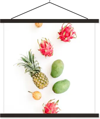 Produktbild von MuchoWow® Textilposter Tropisch - Rosa - Obst 40x40 cm mit schwarzem Rahmen - Fotos