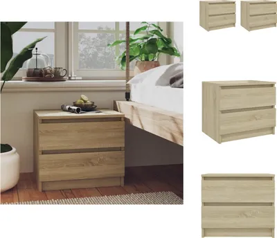 Produktbild von vidaXL Nachttische 2 Stk. Sonoma-Eiche 50x39x43,5 cm Holzwerkstoff -  Nachttische