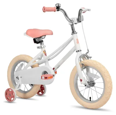Immagine prodotto di Bicicletta per bambini - Bicicletta retrò da ragazza, 12 pollici, con ruote stabilizzatrici, cestino e freno a contropedale, colore bianco