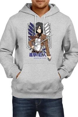 Obrázek produktu pro Pánská Mikina S Kapucí Anime Manga Attack Anime On Titan Mikasa Ackerman 01 Ackerman Mikasa, Man M / Vřesově šedá