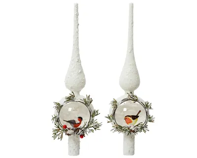 Produktbild von Decoris Christbaumspitze Glas Rotkehlchen 31cm Weihnachtsdeko