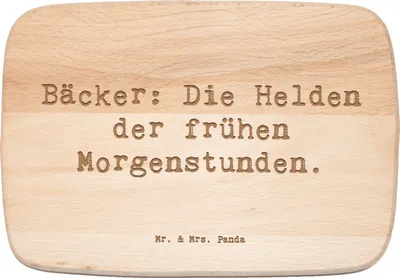 Produktbild von Mr. & Mrs. Panda Schneidebrett Holz Spruch Bäcker Helden - Transparent - Geschenk, Beruf, snackbrett, Frühstücksbrettchen, Frühstücksbrett, n, schneidbrett, Hefe