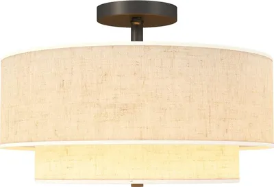 Produktbild von Fortuna Lai Deckenlampe, Hängeleuchte mit doppelten Schirmen in Leinenoptik, Cremeweiß