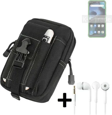 Produktbild von K-S-Trade Gürteltache + Kopfhörer kompatibel mit Blackview BV5200 Gürtel Tasche Holster Schutz Hülle Handy Hülle  schwarz inkl. Extrafächer