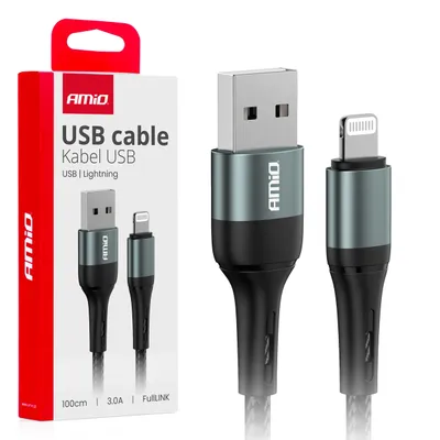 Zdjęcie produktu dla Kabel do ładowania USB-A - LIGHTNING IPHONE 3A 100cm FullLINK TRANSMISJA