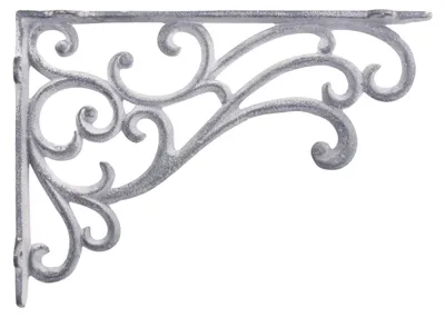 Produktbild von Wandregalhalter Regalwinkel Gusseisen H18xL25,5xT4cm Antikgrau Gewischt – Wandkonsole Vintage Design – Stabiler Regalträger für DIY Holzregale