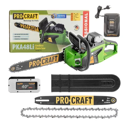 Produktbild von Procraft PKA48Li Akku Kettensäge 40 V 406 mm Brushless + 1x Akku 8,0 Ah + Ladegerät