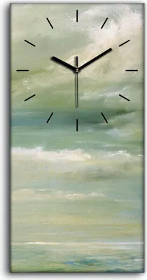 Produktbild von Leinwand Uhr Küche Wohnzimmer Bild 30x60 Gemälde Wolken Himmel Meereslandschaft - schwarze Hände
