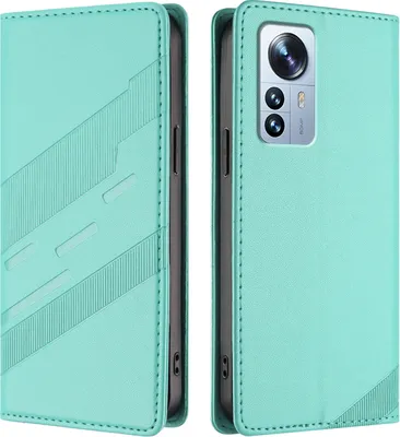 Produktbild von Hülle für Xiaomi 12 Pro/Xiaomi 12S Pro, Kunstleder Brieftaschen Handyhülle mit Kartenfach und Standfunktion Türkis
