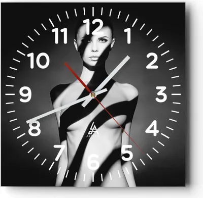 Produktbild von Wanduhr - Quadrat - Glasuhr - Nackt Frau Fotografie - 30x30cm - Schleichendes Uhrwerk - Lautlos - zum Aufhängen bereit - Dekoration Modern - Wanddekoration aus Glas - C4AC30x30-4221