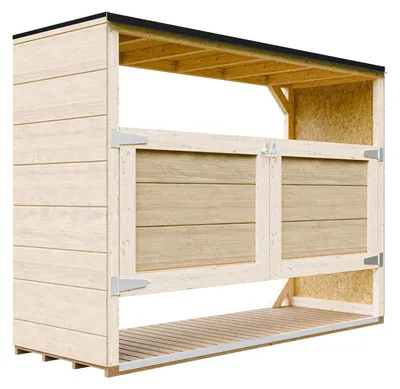 Produktbild von Mülltonnenbox 3er 240L Aus Wetterfest LP Smartside Holz, Mülltonnenverkleidung mit Türen, Garten Mülltonnenbox, Moderne garten box Außen – Timbela M982A