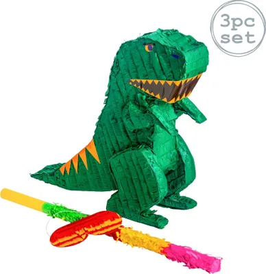 Produktbild von Fax Potato Dinosaurier Pinata Set mit Stick & Blindfold | 48 x 13.5 x 41.5cm - Grün