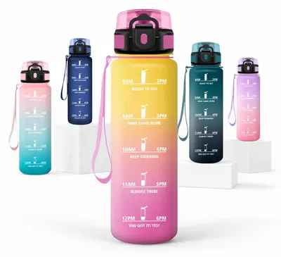 Produktbild von Trinkflasche 500ml mit Filter und Zeitmarkierung, JAPORIA Wasserflasche