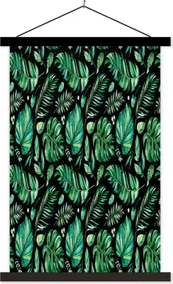 Produktbild von MuchoWow® Textilposter Vintage - Blätter - Pflanzen 40x60 cm mit schwarzem Rahmen - Wanddekorationen