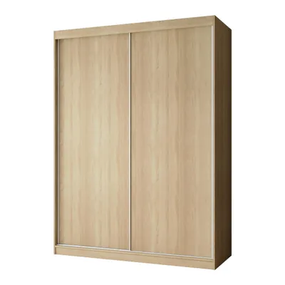 Image de BEAUTYSOFA Armoire MARIO 150 cm, finition chêne Sonoma – Armoire coulissante avec 2 portes coulissantes, étagères et penderie, armoire sans miroir