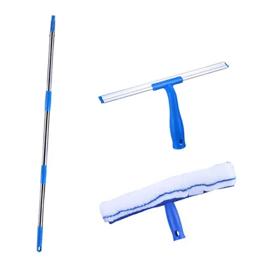Produktbild von Fensterwischer, Professionelle Fensterreinigungs-Kombination, Gummischaber und Mikrofaser-Fensterreiniger mit langem Griff, 35.6 cm, Auto, Bad