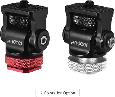 Produktbild von Andoer 180 ¡ã Rotary Mini Ball Head Kugelkopf Blitzschuh-Montageadapter 1/4 Zoll Schraube mit Schluessel fuer DSLR-Kamera Mikrofon LED-Videolicht Monitor Stativ Einbeinstativ