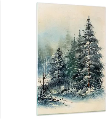 Produktbild von Bilder auf glas - Einteilig - Schnee Fichten Wald - 80x120cm - Glasbilder - Wandbilder - Bilder - zum Aufhängen bereit - Wanddekoration aus Glas - Glas Bilder - Wandbild auf Glas - GPA80x120-4641