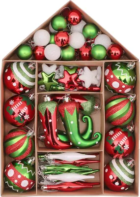 Produktbild von 70 Stück Weihnachtskugeln für Weihnachtsdeko,Christbaumkugeln Weihnachtskugel mit Geschenkpaket, Weihnachtsbaumschmuck Christbaumschmuck mit Aufhänger