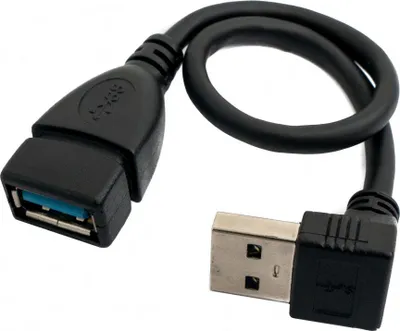 Produktbild von SYSTEM-S USB 3.0 Kabel 20 cm Typ A Stecker zu Buchse Winkel in Schwarz