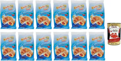 Produktbild von Divella Croissant alla Ciliegia, Croissants mit Kirschfüllung , 12x 270g Packung, Jede Packung enthält 6 Croissants + Italian Gourmet polpa 400g