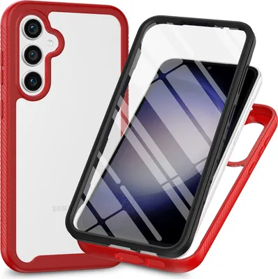 Produktbild von Galaxy S23 FE Hülle, Bumper mit Eingebautem Displayschutz 360 Grad Komplettschutz Schutzhülle für Samsung Galaxy S23 FE Rot