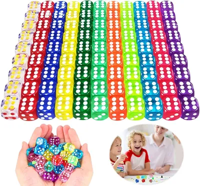 Imagen del producto de Dados de 12 mm, 100 unidades, transparentes, de seis caras, para juegos de mesa