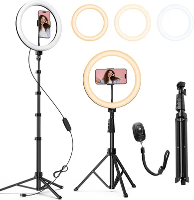 Produktbild von Ringlampe mit Stativ – Selfie-Ringlicht – Für Videoaufnahmen – 160 LEDs – 160 cm – Schwarz