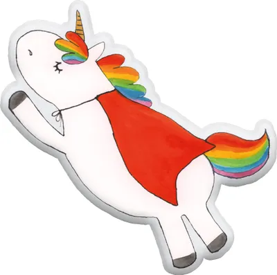 Produktbild von Mr. & Mrs. Panda Kuschelkissen Einhorn Super 25 cm - Weiß - Geschenk, Einhörner, Kuscheltier, Plüschtier, Stofftier, Dekokissen, plüschfigur, Superheld, Held, Unicorn