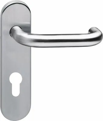 Produktbild von Kurzschildgarnitur 0035.077536 Edelstahl 304 PZ abgerundet Drückergarnitur