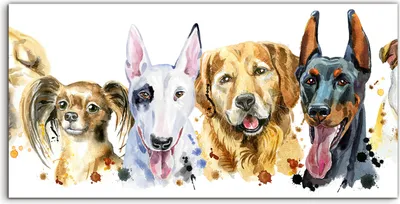 Produktbild von Coloray Acrylbild 100x50  Wandbild Acrylbilder Aquarell Porträts von Hunden Tiere