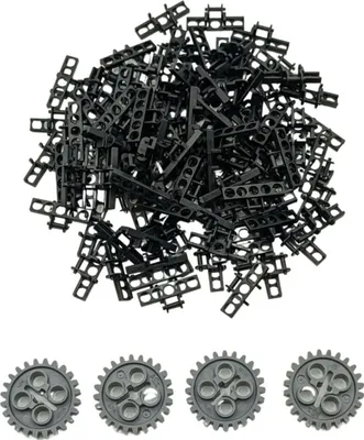Zdjęcie produktu dla Czarne ogniwa łańcucha LEGO® i szare koła zębate NOWOŚĆ! Ilość 54x