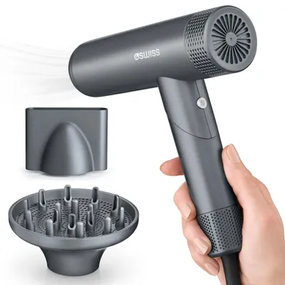 Produktbild von 4Swiss F424 AirPower+ Haartrockner, 8 Trocknungsmodi, 110 000 U/min, Ionen >500 Millionen, magnetische Stylingspitze, leise und leicht.
