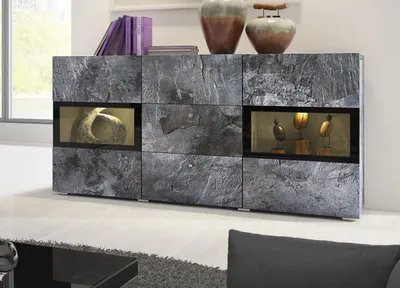 Zdjęcie produktu dla Komoda Baros 26 132 cm ciemny beton / schiefer, 2 drzwi, szuflady Helvetia