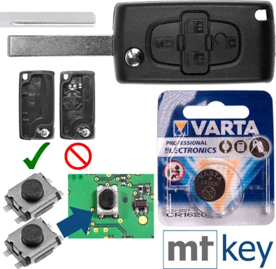 Produktbild von Repair Reparatur Satz Autoschlüssel Funk Fernbedienung Austausch Gehäuse mit 4 Tasten + HU83 Rohling + Batterie kompatibel mit Citroen C8