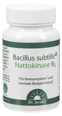 Obrázok produktu pre Dr. Jacob's Bacillus subtilis plus enzým nattokináza vitamín K2 kapsuly pre imunitný systém a normálnu zrážanlivosť krvi, 60 kapsúl