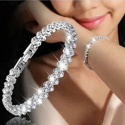 Produktbild von Frauen Mode Strass Intarsien Armband Charmante Schnalle Kette Armreif Schmuck Geschenk
